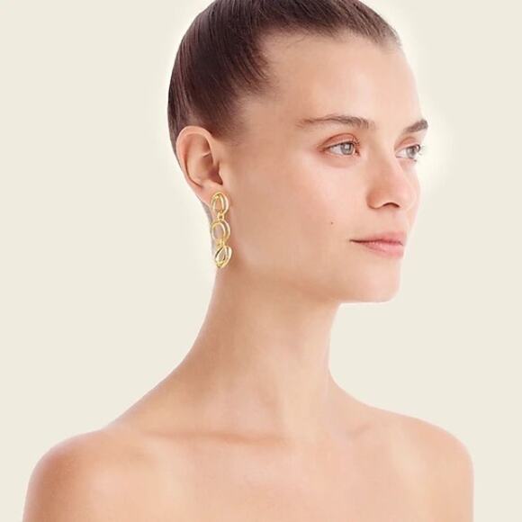 J. Crew Burnished Gold Double Wobble Drop Earrings NEW Style BD901 - Picture 6 of 7